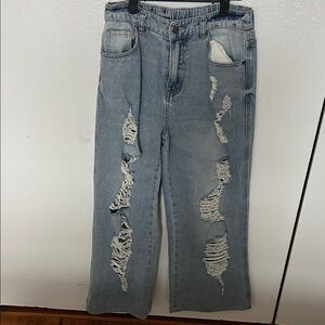 Distressed Light Blue Jeans